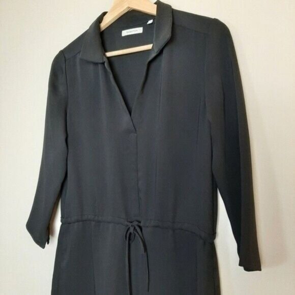 BABATON / Aritzia Shirt Dress Long Sleeve Waist Drawstring Black Sz XS Flawed - Picture 8 of 16